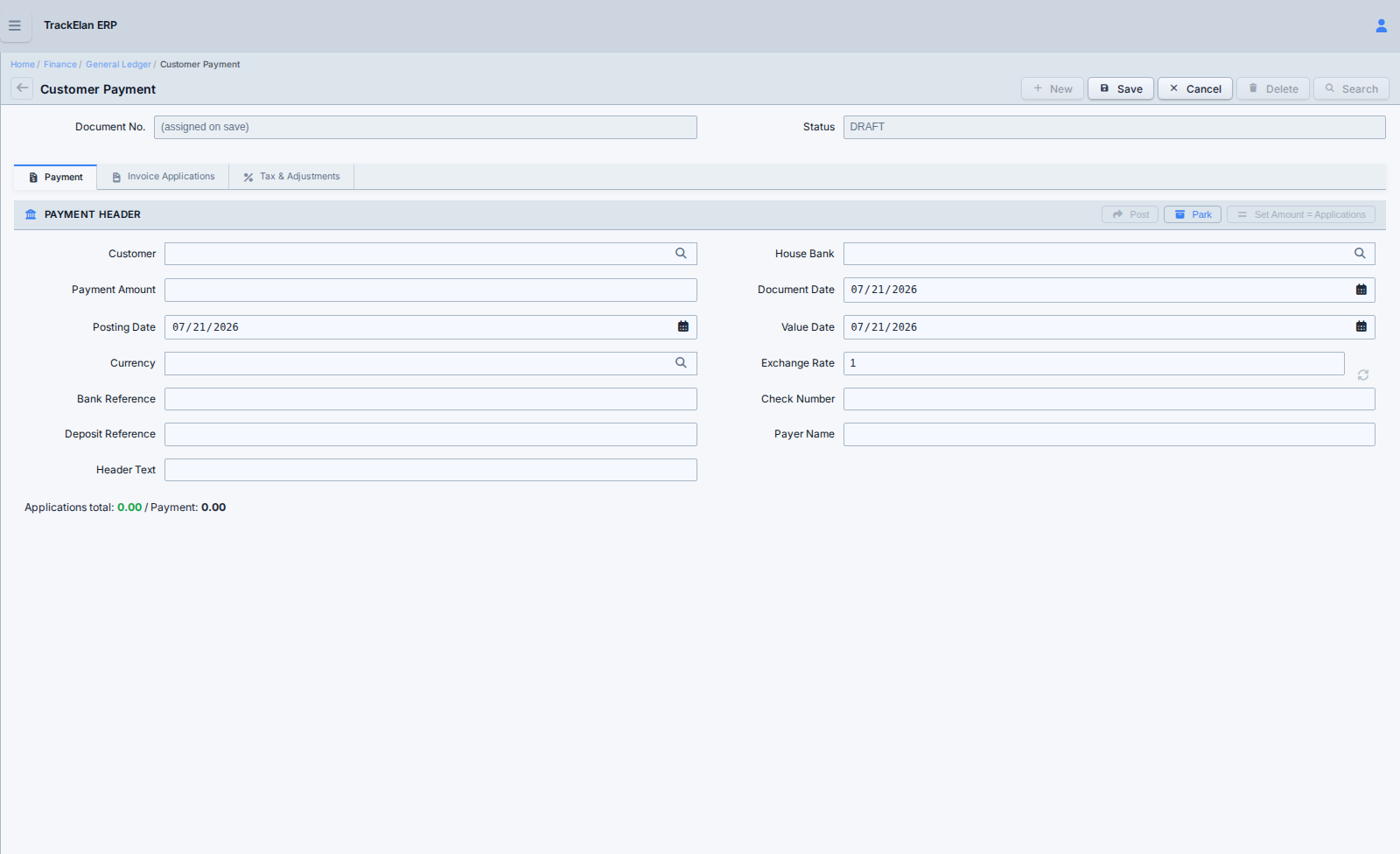 Accounts Receivable in TrackElan ERP