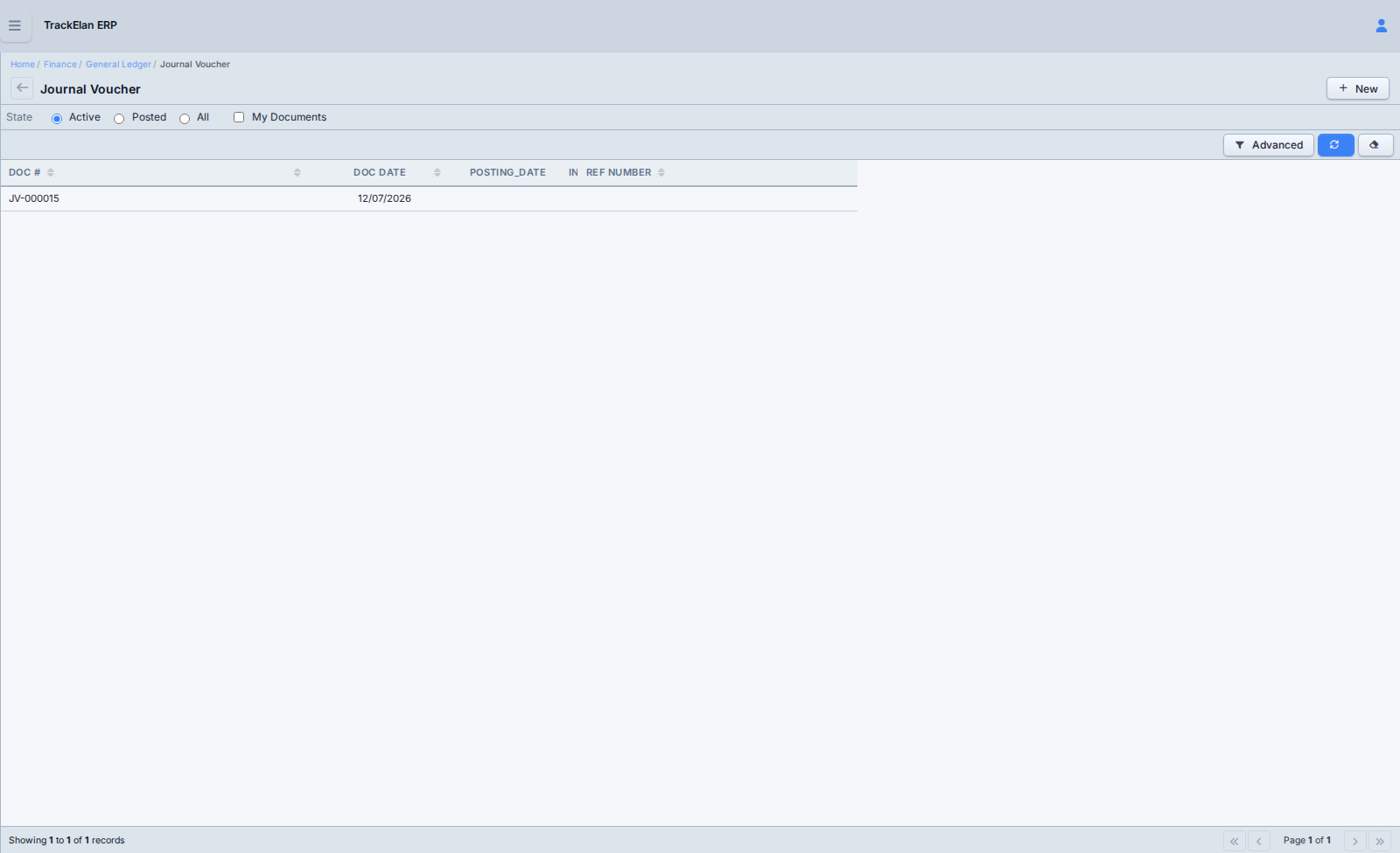 General Ledger in TrackElan ERP